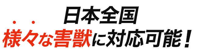 日本全国様々な害獣に対応可能！